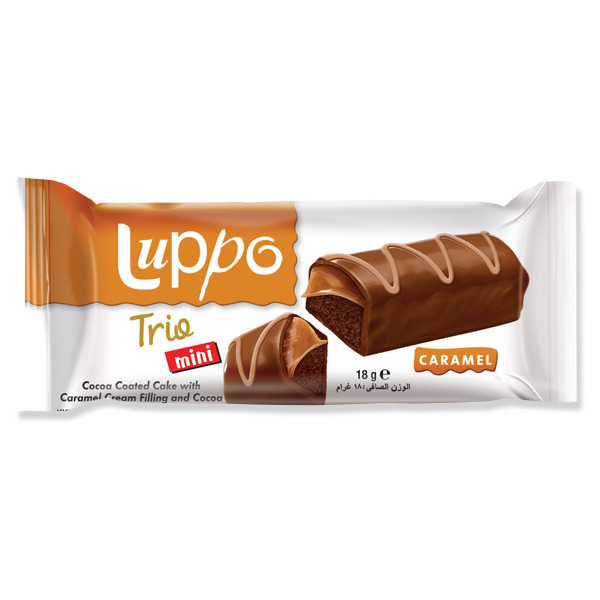 LUPPO TRIO - Mini ciastko kakaowe z nadzieniem karmelowym
